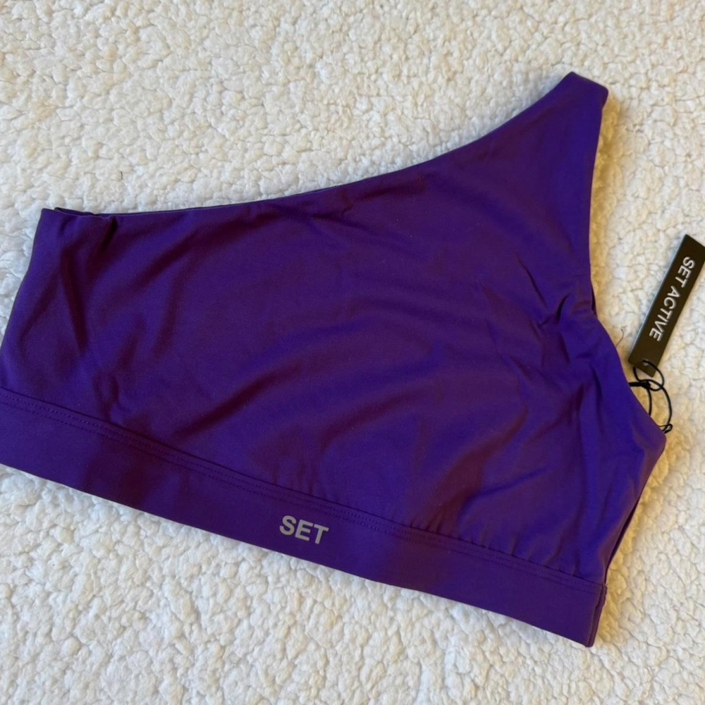 SET Active Purple One-Shoulder Sports Bra